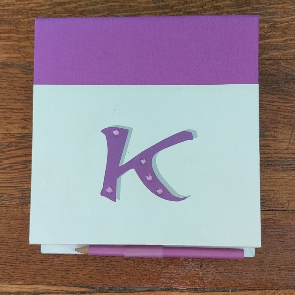 Tri-Coastal Design K Monogram Notepad with pencil